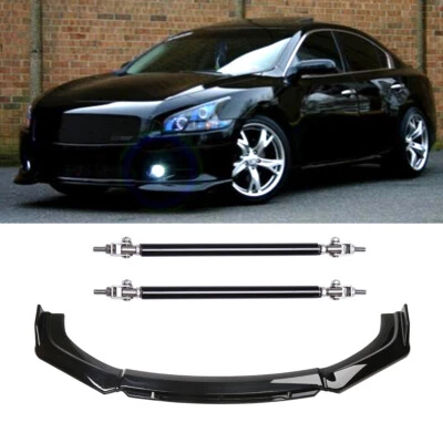 For Nissan Maxima Gloss Black Front Bumper Lip Kit Splitter Spoiler+ Strut Rods Foto 1 de 4