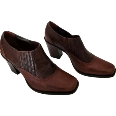 Botines Antonio Melani para mujer 7. Hermosa puntera cuadrada de cuero marrón 5 M  Foto 1 de 4