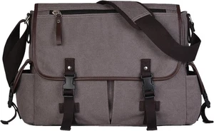 Vintage Canvas 15,6 Zoll Laptop Messenger Bag für Männer Frauen, College Grau  - Bild 1 von 7