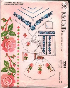 2319 Vintage McCall SEWING Pattern Cross Stitch Embroidery Transfer Floral UNCUT - Picture 1 of 2