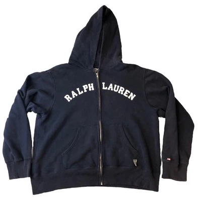 Moletom com capuz Ralph Lauren suéter masculino tamanho XL preto zíper completo - Imagem 1 de 4
