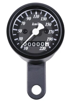 Mini-Tacho 48mm Schwarz 2:1 für Harley-Davidson Suzuki Yamaha Kawasaki Universal - Bild 1 von 3