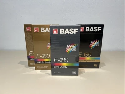 BASF Extra Quality HiFi Professional E-180 4 Piece Video Cassettes VHS NEW Original Packaging - Image 1 of 4