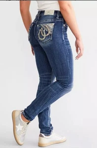 Miss Me Jeans Women's 34 X30 Curvy Ankle Skinny Embellished Denim - Picture 1 of 19
