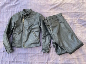 Vtg Langlitz Leather Jacket And Lace Back Riding Pants. Women’s Small Cafe Racer - Picture 1 of 22