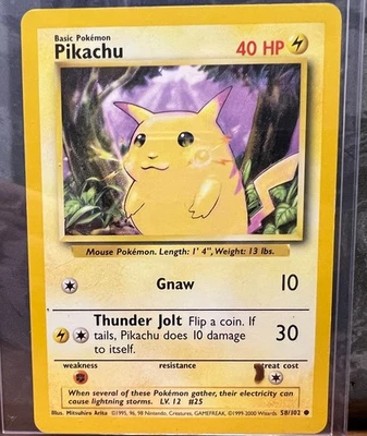 Pikachu Gnaw Pokemon Card 87/130 40 HP Type 2 Base Mark Super Rare  - Image 1 of 2