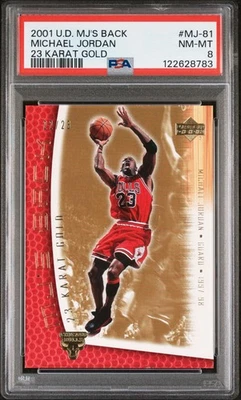 2001 Upper Deck MJ's Back Michael Jordan #MJ-81 23 Karat Gold /23 PSA 8 - Image 1 of 2