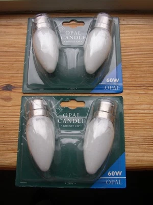 4 x Opal Candle Light bulbs 60W Bayonet B22 non-LED Incandescent Opaque M&S - Image 1 of 4