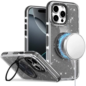 Funda para iPhone 16 PRO MAX Soporte Círculo Magnético Brillo Completo + Vidrio Templado - Imagen 1 de 9