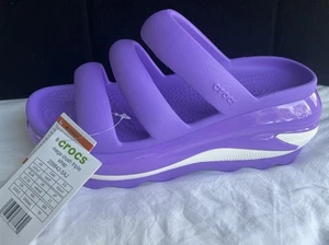 Crocs Mega Crush Damen-Plateausandalen mit drei Riemen Größe 9 Galaxy-Lila NEU - Bild 1 von 6