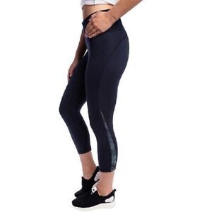 Kirkland Signature Womens Reflective Crop Active Fitness Wear Leggings Black
