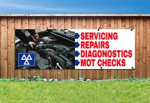 SERVICING, REPAIRS, DIAGNOSTICS, MOT PVC Printed BANNER OUTDOOR SIGN Eyelets - Picture 1 of 2