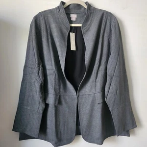 NWT $119 Chico's Ponte Stripe Gray Classic Blazer Long Sleeve Jacket 4, 20/22 - Picture 1 of 19