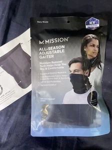 Mission All Season Adjustable Gaiter Face Mask Neck Covering in Navy Glazer NEW - Picture 1 of 1