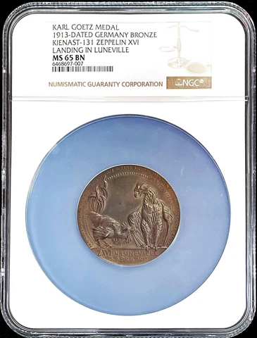 1913 GERMANY WEIMAR LANDING IN LUNEVILLE MEDAL NGC MS 64 BROWN BY K GOETZ Cover