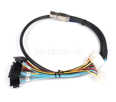 1M Internal Mini SAS SFF-8644 to 4 x SFF-8482 Cable with SATA Power 1Meter 100CM - Image 1 of 4