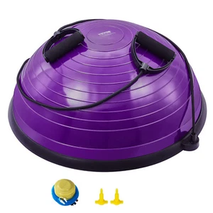VEVOR 23" Half Exercise Ball Trainer Yoga Balance Stability Ball Resistance Band - Picture 1 of 12