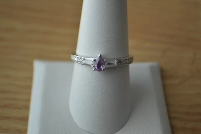 0.50ct Madagascar Purple Sapphire/Moissanite  Ring Rhodium over Fine Silver Sz9 - Image 1 of 4