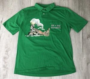 Vintage Train Shirt BB ~ HO EXPRESS Hanes Green Polo Made USA Boys Size L - Picture 1 of 12