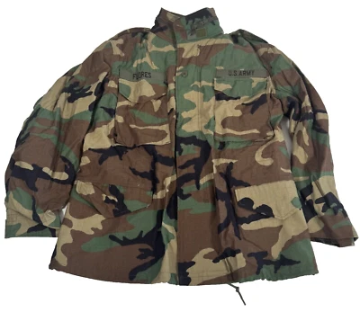 USGI M65 Cold Weather Field Jacket Coat & Liner Woodland Camo Medium Short - Image 1 of 4