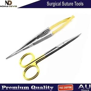 Surgical Suture Castroviejo Needle Holder Forceps Suturing Cutting Dental Shears - Picture 1 of 5