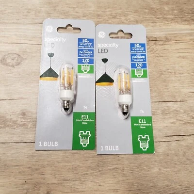 GE Specialty 93129027 LED Soft White T4 *2 Bulbs* E11 Base Dimmable 500 Lumens - Image 1 of 4