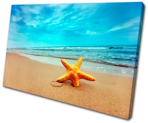 Baño Playa Estrellas de Mar Paisaje Marino UN SOLO LIENZO ARTE DE PARED Impresión de Imagen VA - Imagen 1 de 1