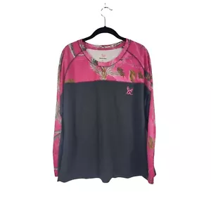 Camicia pullover Bushmaster maniche lunghe XL donna rosa mimetica collo caccia - Foto 1 di 5