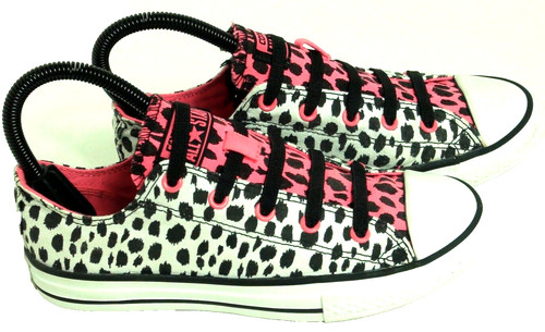 Converse senza cravatta slip on elasticizzati ragazza rosa nero leopardato taglia 3