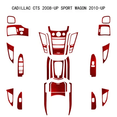 Kit de cubierta interior completo de fibra de carbono rojo 31 piezas para Cadillac CTS sedán/carro Foto 1 de 4