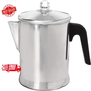 Heavy Duty Stove Top Percolator Coffee Pot Maker Aluminum Steel 9-Cup - Picture 1 of 8