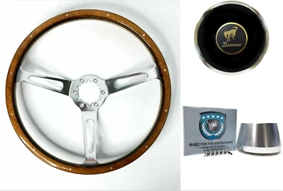 Volante de nogal de 15" botón de bocina Bronco y adaptador para Ford Bronco 1978-1991 Foto 1 de 4