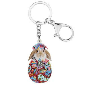 Acrylic Easter Eggs Rabbit Keychains Purse Key Ring Gifts Animals Charms Jewelry - Picture 1 of 5