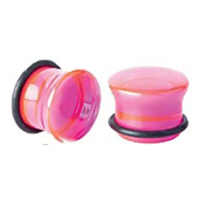 Par de tapones medidores de oreja acrílicos de un solo destello junta tórica piercing E559 Foto 1 de 4