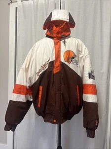 Vintage XL Cleveland Browns Pro Player Puffer Jacket By Daniel Young - Picture 1 of 17