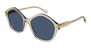 New Chloe Girls Oval Sunglasses CC0010S 001 Transparent Nude /Blue Lens 49mm - Picture 1 of 3
