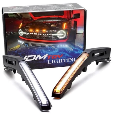 Hood Trail Sight Replace White/Amber Switchback LED DRL Markers For Ford Bronco - Image 1 of 3