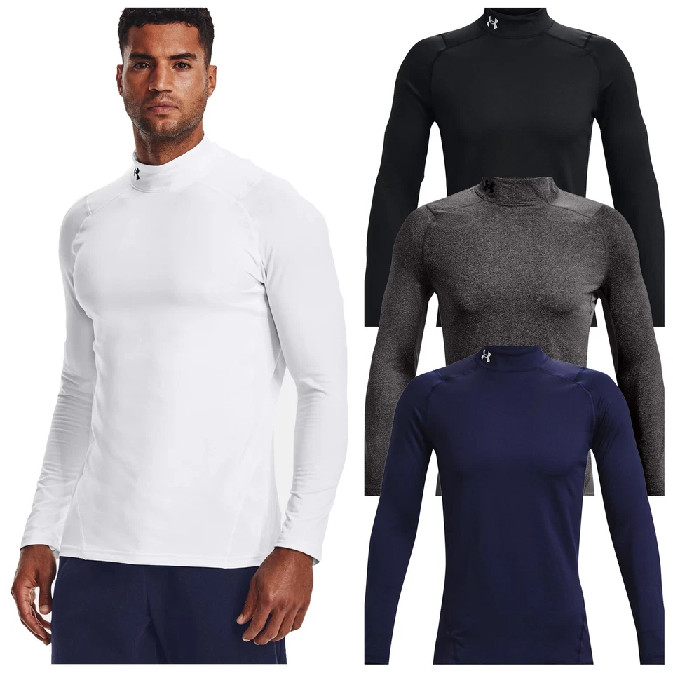 Under Armour Mens ColdGear Fitted Mock Base Layer Thermal Top Warm Gym Golf - Image 1 of 1
