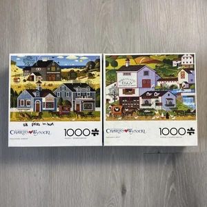 Buffalo Puzzles - Lot Of 2 Charles Wysocki 1000 Piece Puzzles Devilsone Harbor - Picture 1 of 4