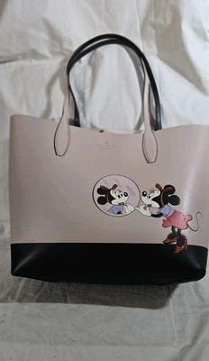 Bolso de Mano Kate Spade X Disney Minnie Mouse Cuero Reversible Negro Rosa Rojo Foto 1 de 4