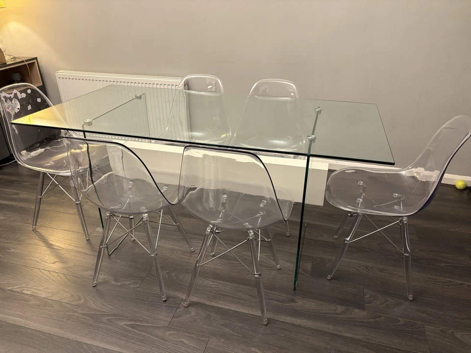 Dwell Glass Dining Table And 6 Chairs - Image 1 of 4