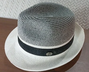 Bently Headwear Stingy Brim Black White Straw Fedora Hat L/XL  - Picture 1 of 7