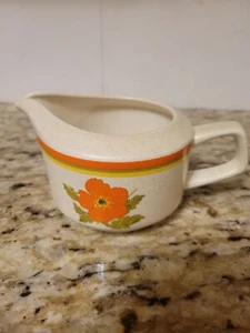 Lenox Temper-Ware Fire Flower 8 Oz. Creamer 2 3/4" Orange Yellow Tan. Floral - Picture 1 of 3