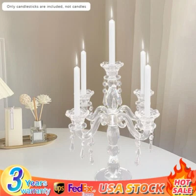 Candelabro de Cristal 5 Brazos Boda Cumpleaños Fiesta Regalo Candelabro Foto 1 de 4