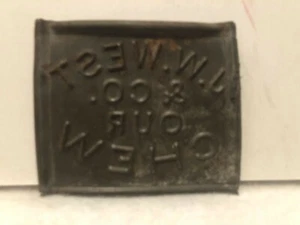 1920's 1930's J W West Company Chew Chewing Tobacco Tin Tag Vtg - Picture 1 of 3