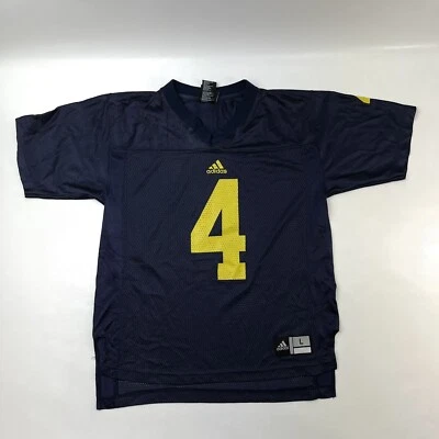 Adidas Michigan Wolverines Dark Blue Football Jersey #4 Youth Size L 14-16 - Image 1 of 4