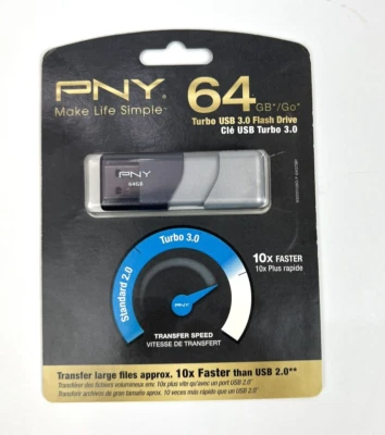 New PNY P-FD64GTBOP-GE Elite Turbo Attache 3.0 USB Flash Drive - Image 1 of 2