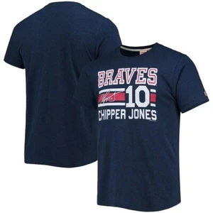 Men's Homage Chipper Jones Navy Atlanta Braves Remix Jersey Tri-Blend T-Shirt M - Picture 1 of 4