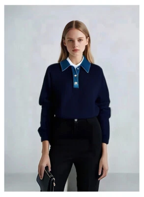 Sandro Women's Patchwork Lapel Long Sleeve Knitwear - Image 1 of 4