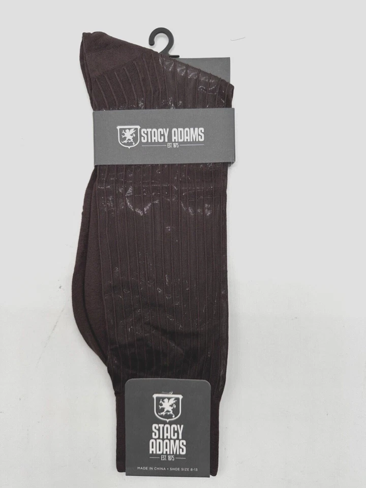  ОДНА ПАРА НОВЫЙ С ЯРЛЫКОМ STACY ADAMS НЕЙЛОНА SLIKY РЕБРИСТЫЙ МУЖСКОЙ ЭКИПАЖА ПЛАТЬЕ НОСКИ - Изображение 1 из 4